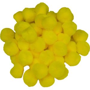 Pompons - 130x - geel - 10 mm - hobby/knutsel materialen