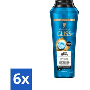 Gliss - Shampoo - Aqua Revive - Voor Hydraterend en Fris Haar - 250 ml - Voordeelverpakking - 6 stuks