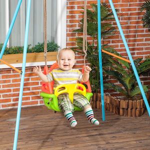 Baby Swing Outdoor met verstelbaar touw, 120-180 cm hoogte verstelbaar, peuter swing voor kinderen vanaf 9 maanden, tot 70 kg, groen