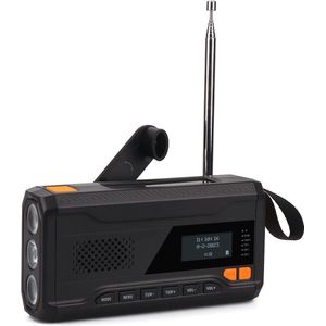 MKSS® Noodradio - Noodpakket Oorlog - Draagbare Radio - Powerbank Zonneenergie - Transistor Radio op Batterijen - Zwart