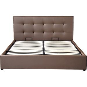 Interiax Morris Bed - Stijlvol Comfort in taupe met lattenbodem (160 x 200 cm)