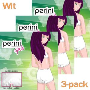 Perini meisjes boxershorts microvezel - 3-pack - maat 128/140 - wit