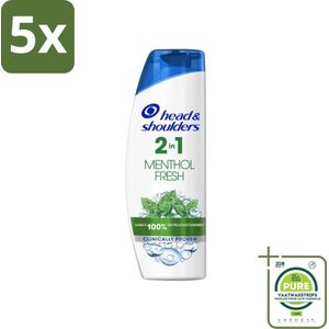 5 x Head & Shoulders - 2in1 Anti-Roos Shampoo & Conditioner - Menthol Fresh - 270 ml - Grootverpakking - Anti-Roos Shampoo - Roos Shampoo - Hoofdhuidverzorging - Haarverzorging - Menthol Fresh
