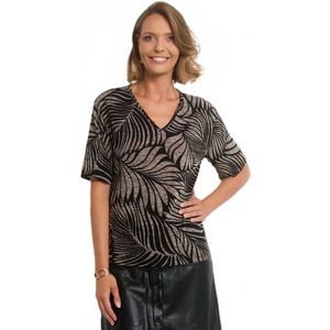 T-shirt met dierenprint en V-hals