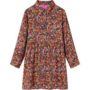 vidaXL-Kinderjurk-met-lange-mouwen-bloemenprint-92-meerkleurig