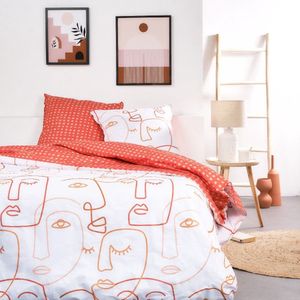 Beddengoed voor 2 personen met de print SUNSHINE OLIVIA - Oranje - 240x220 cm