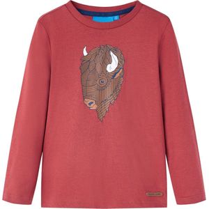 vidaXL - Kindershirt - met - lange - mouwen - 92 - roodbruin