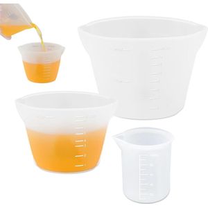 Silicone Measuring Cups - 3Pcs - met Double Scale - 100ml/250ml/500ml - Epoxy Resin Mixing Cups - Reusable Silicone Jugs voor Molds - DIY Handmade Projecten