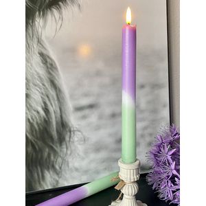 Led kaarsen - violet/groen - set van 2 stuks