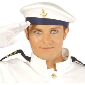 3x stuks marine verkleed baret/hoed met gouden scheepsanker voor volwassenen - Carnaval hoeden