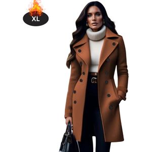 Livano Mantel Dames - Tussenmantel - Jas - Mantelpakje - Trenchcoat - Overjas - Overcoat - Winter - Donkerbruin - S