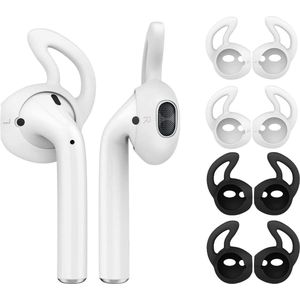 Silicone Eartips Fit Apple AirPods/EarPods - 4 Pairs - Silicone Soft Covers - Anti-Slip Sport Earbud Tips - Anti-Drop Ear Hook Gel Headphones - Beschermende Accessoires Tips - Wit + Zwart