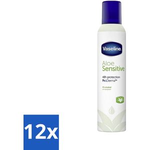 Vaseline - Aloe Sensitive - Deospray - Zacht voor de Huid - 250 ml - Voordeelverpakking - 12 stuks