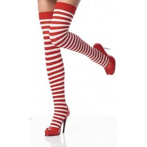 Gestreepte sokken - hoge kousen rood / wit