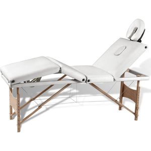 vidaXL Inklapbare massagetafel - Crèmewit - 4 Zones