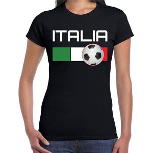 Italia / Italie voetbal / landen t-shirt met voetbal en Italiaanse vlag - zwart - dames -  Italie landen shirt / kleding - EK / WK / Voetbal shirts XL