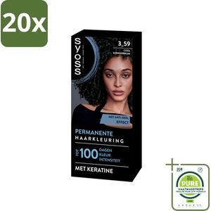 20 x SYOSS - Coloration 3-59 Cool Donkerbruin - Haarverf - Grijsdekking - Vermindert Haarbreuk - Grootverpakking - Haarverf - Permanente Haarkleuring - Donkerbruin Haar - Grijsdekking - Keratine