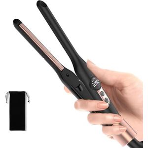 2-in-1 mini stijltang met ionentechnologie en 4 temperatuurinstellingen, ideaal voor kort haar en krullen