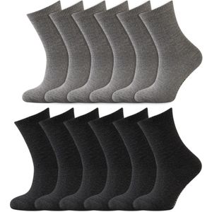 Kindersokken | Merk: Yellow moon | Kleur: Grijs | Maat: 19 t/m 42 | Aantal: 12 paar