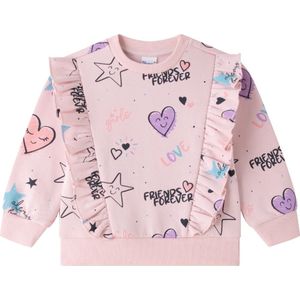 Newness - sweater - meisjes - roze - hartjes - sterren - maat 92
