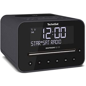 Stereo DAB Wekkerradio met CD-speler, Bluetooth, Draadloze Oplaadfunctie en Slechts 2 Instelbare Wektijden