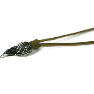IbizaMen KIDS - leer veter bruin vintage edelstaal vleugel - verstelbaar in nek - 40-60cm