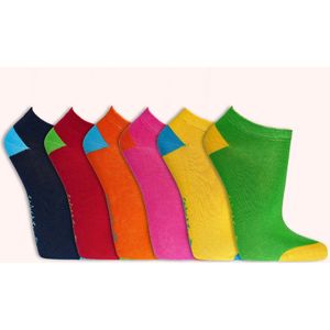 Kleurrijke sneakersokken | kindermaten | zachte teennaad | comfortabele tailleband | verschillende maten | per 6 paar