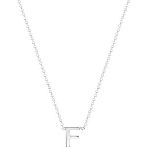 Lucardi Dames Witte ketting met letter hanger - 9 karaat - Ketting - Cadeau voor vrouwen - 43 cm - Witgoud