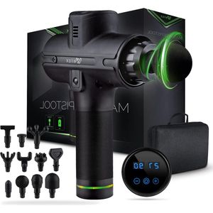 Krachtig massagepistool met 11 massagekoppen - LED weergave & draagtas - schouders & nek - 2600 mAh
