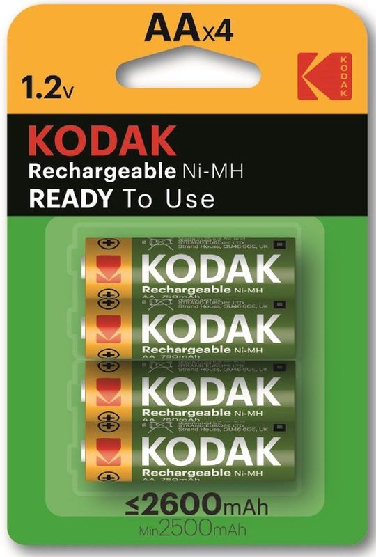 Kodak rechargeable pre-charged Ni-MH 2600mAh 4 pack