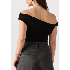 My Essential Wardrobe - Overhemden - Zwart - Elegante One-Shoulder Top Blouse