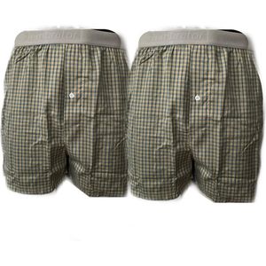 Embrator 2-stuks mannen Boxershorts geweven katoen blauw/grijs/geel XXL