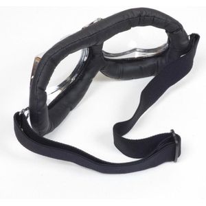 Lunette aviateur chromé et noir RC Helmets look rétro, vintage pour casque bol jet moto ou voiture.