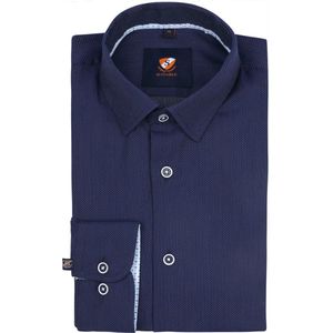 Suitable - Overhemd Melange Donkerblauw - Heren - Maat 43 - Slim-fit
