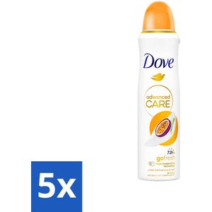 5 x Dove - Deospray - Passievrucht & Citroengras - 150 ml - 48 Uur Bescherming - Hydraterend - Alcoholvrij - Exotische Geur
