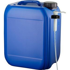 Jerrycan 5 liter – met pomp – met handige zichtstreep – handig stapelbaar – UN gekeurd – voor water en gevaarlijke vloeistoffen – inclusief dop – totaal te legen