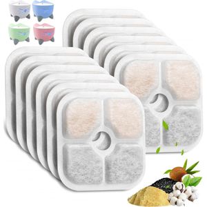 Drinkfontein Filters - 12 Stuks - Universeel - Vierkante Filters Van Carbon - Kattenfontein - Navulling Set - Huisdier Fontein Filters - Kat Water Fontein - Drinkfontein Filters - Honden - Konijnen - 2.5l/2l 8.5x8.5cm Filtermatten