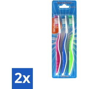 2 x Sence - Fresh 3D-Extra Clean - Tandenborstels - Medium - 3 Tandenborstels - Tandenborstel - Tanden Poetsen - Mondverzorging - 3D Tandenborstel - Tandenborstel Set