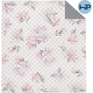 Bedsprei Magnolia - bloemen - roze - grijs - 170x210 cm