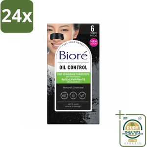 Bioré – Houtskool Neusstrips – Diepreinigend – 6 strips - Voordeelverpakking - 24 stuks - Diepe reiniging - Neus reinigen
