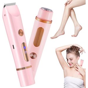 2 In 1 Ladyshaves voor vrouwen – Elektrisch Scheerapparaat – Waterdichte - Bikinilijntrimmer - Voor Lichaam En Gevoelige Zones – Met Digitaal Display – Zachte En Pijnloze Ladyshave – Roze - 1 stuks