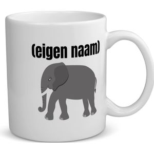 Akyol - olifant met eigen naam koffiemok - theemok - Olifant - olifanten liefhebbers - mok met eigen naam - iemand die houdt van olifanten - verjaardag - cadeau - kado - 350 ML inhoud