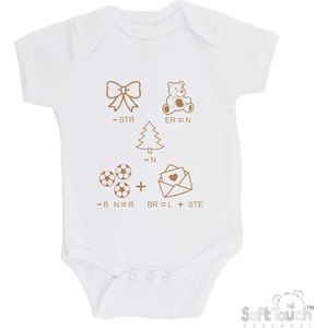 100% katoenen Romper Rebus ""Ik ben de allerliefste"" Unisex Katoen Wit/capuccino Maat 56/62