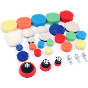 Polijstpad kit - 30 stuks - Spons en pluche - Polijsten - Buigbaar - Wasbaar - Herbruikbaar - Auto - Schuren - Waxen