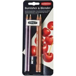 Derwent Blender & Burnisher Potlodenset - Inclusief Gum en Puntenslijper - Professionele Kwaliteit - Set van 4