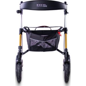 Excel Esprit Lichtgewicht Rollator - Opvouwbaar - Aluminium frame - Verstelbare handvatten - Ergonomisch ontwerp - Inclusief compacte tas - rugband - Solar Yellow Metallic - Maat M