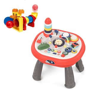 Baby Speeltafel met Bouwplaat en Bouwset - Activiteitentafel 1 jaar 2 jaar - Motoriek en Muziek Babyspeelgoed