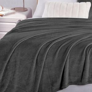 Super zachte fleece deken 130 x 160 cm Kinderflanel Bed - Donkergrijs