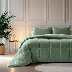 Zavelo - Easy All-in-one-Dekbed Velvet - Groen - Lits-Jumeaux 240x200 cm - Wasbaar Dekbed