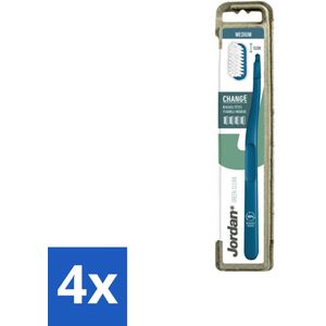 Jordan - Tandenborstel - Green Change - Medium - 4 Opzetborstels & 1 Houder - Voordeelverpakking - 4 stuks